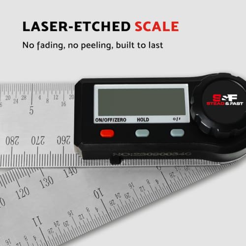 S&F STEAD & FAST Digital Angle Finder Tool with Case, 7 Inch / 200 mm - size: Digital Angle Ruler 7 Inch