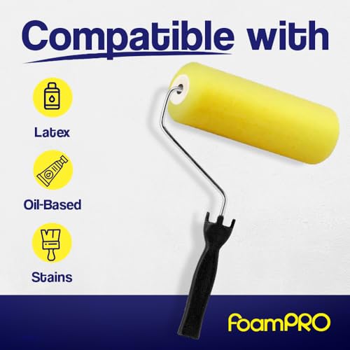 FoamPro 22 High Capacity Slit-Foam Paint Roller Cover for Semi-Rough & Uneven Surfaces - for Acoustical Ceilings, Textured Walls & Fences, Pavers - 9" x 1/2" Nap - size: 1 Count (Pack of 1), style: Semi-Rough & Uneven Surface