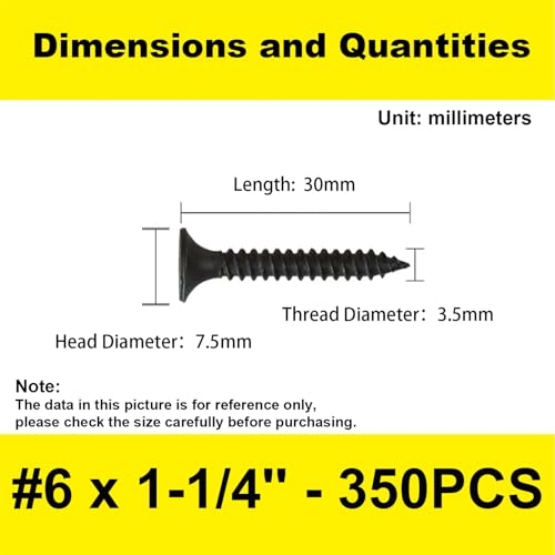 #6 x 1-1/4" Flat Head Self-Tapping Wood Screws for Drawer Slides(350PCS) - size: #6 x 1-1/4'' (350Pcs)