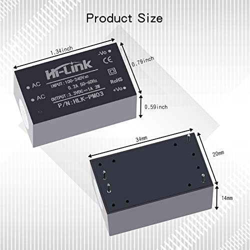 Mini Step-Down Power Supply Module, Intelligent Home Switching Power Module AC-DC Isolated Power Module 220v to 3.3v, HLK-PM03 DC Power Module AC DC Converter 220V to 3.3V（3PCS） - style: HLK-PM03