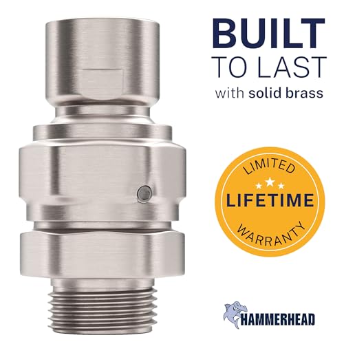 HammerHead Showers® Solid Metal Shower Head Swivel Ball Adapter, Brushed Nickel | Adjustable Pivot Ball To Adjust Showerhead Angle | Universal Connector Joint Fits Fixed, Hand Held & Rain Shower Heads - color: Brushed Nickel