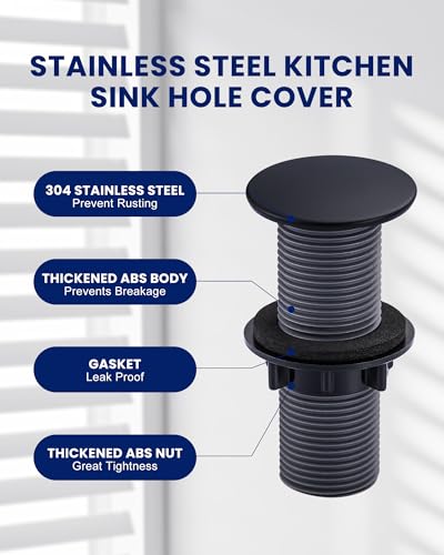 Kitchen Sink Hole Cover, Black Finish Faucet Hole Cover - color: Black