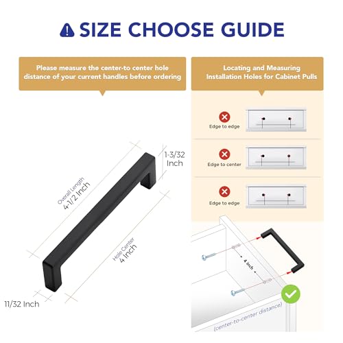 Ravinte Matte Black Cabinet Handles Solid Cabinet Pulls, 4 Inch CC, 5 Pack | Zinc Alloy, Slim Square Bar Grip, Smooth Drawer Pull Feel, Kitchen Cabinet Update, For Cupboards, Dressers, Drawers, Hardware - color: Black, size: Flat Black 4" Hole Center