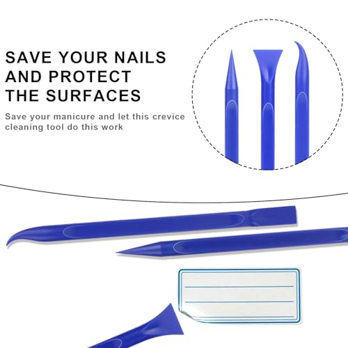 Car Crevice Cleaning Tool, 9 Pieces No-Scratch Plastic Scraper Tool for Tight Spaces, Multi-Use Small Paint Scraper Tool Sticker Remover for Kitchen, Crevices, Food, Paint, Labels, Oil Stains, Dirt - color: Blue