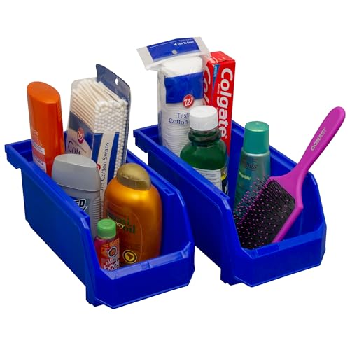 ReadySpace Medium Stackable Plastic Storage Bins, 8-Pack, Blue | Open-Front Stackable Bins For Garage, Pantry, Closet & Office, 11"L X 5,5"W X 5"H, Nests When Empty, Durable Plastic, - color: Blue, size: Medium, 8-Pack