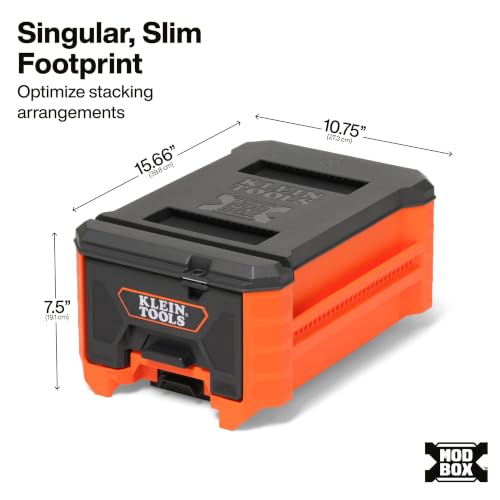 Klein Tools 54843MB MODbox Compact Single Drawer Box, Half Width, Tool Storage Drawer with Ball Bearing Slides, Dividers Included, PVC Foam Mat - size: Compact Half Width