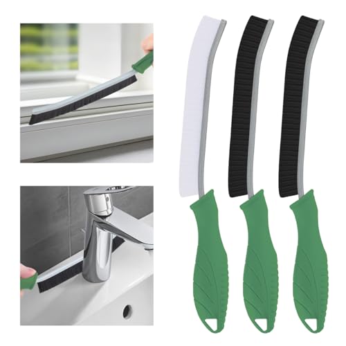 TQRR 3Pcs Hard Bristle Crevice Cleaning Brush-Thin Grout Scrub Brush - color: Green