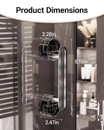 Esvara Suction Cup Grab Bar Handle, Multi-Surface Safety Grip Handle for Shower Door, Glass Sliding Door, Refrigerator, Microwave, Window, Cabinet, and More (1 Pack, Black)