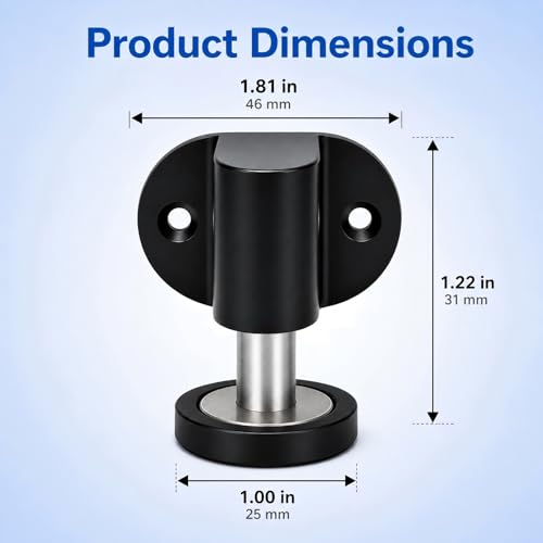Magnetic Door Stopper 2 Pack Zinc Alloy Adhesive Screw Mount Black