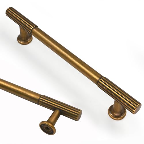 Asidrama 10 Pack 5 inch Antique Brass Kitchen Cabinet Handles - color: Antique Brass, size: 5" Hole Center