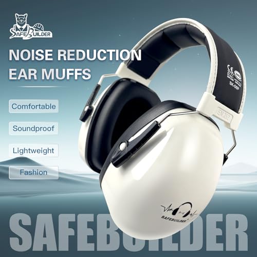 SAFEBUILDER Ear Protection Ear muffs Noise Reduction NRR 28dB Adjustable Hearing Protection for Working Mowing SK-06P - color: White