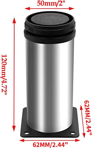 4 Pack Furniture Leg Set, 2" Dia 4.7" H Adjustable - size: 4.7 Inch