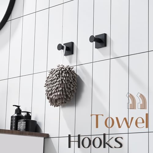 KOKOSIRI Robe Hooks Black Bathroom Shower Hook Holder for Hanging Bath Towels Kitchen Bathroom Hardware Wall Mounted Stainless Steel 2 Pack, B1016BK-P2 - color: Matte Black, size: 2 Pack