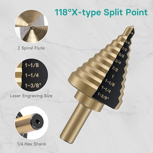 5 Pack Step Drill Bit & 5 Pack Countersink Drill Bit Set - style: 11PC