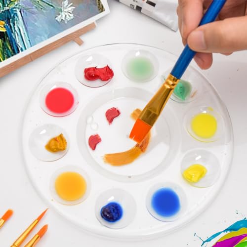 Hulameda 3pcs Paint Palettes, Plastic Paint Tray Palette, Paint Pallet with 10 Wells for Adults & Kids, for Painting or DIY Craft Class, Clear - color: 3pcs