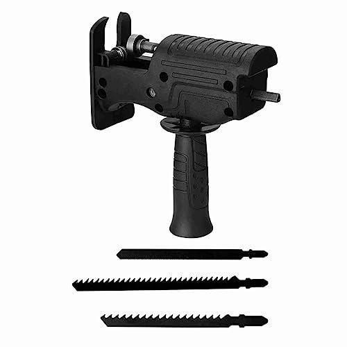 Electric Drill Saw Adapter, Converts Drill into Reciprocating Saw, File or Jig Saw, Steel Blade, Quick Replacement, Wide Application for Wood, Metal, Plastic Cutting