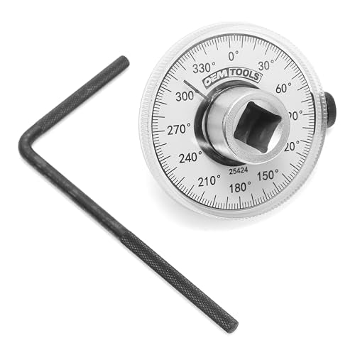 OEMTOOLS 25424 1/2 Inch Torque Angle Gauge, Meter for Precision Angular Tightening, 360 Degree Wheel, Adjustable Angle Measuring Tool Angle Tool Gauge Set - style: Angle Meter