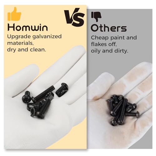 Homwin 512Pcs M6 Bolts and Nuts Kit, M6x10/12/14/16/20/25/30/35mm Button Head Hex Socket Cap Screws 12.9 Grade Alloy Steel Bolt Nut Washer Assortment Black Galvanized - color: Black-M6 Bolt