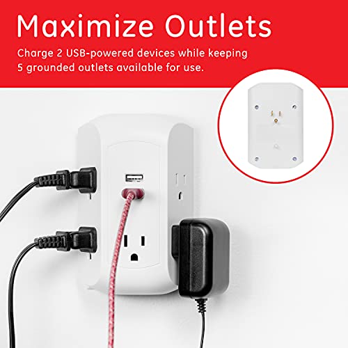 GE 5-Outlet 2-USB Surge Protector Outlet Adapter, 560 Joules - style: 5 Outlet | USB