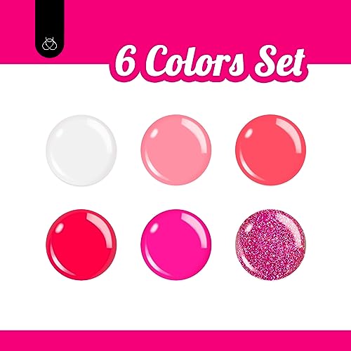 Beetles Hot Pink Gel Nail Polish Set, Rose Red Glitter Gel Polish - color: A - Hot Pink Rose Red | Pink Flamingo