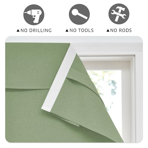 RYB HOME 100% Blackout Classroom Door Window Cover, Sidelight Curtains - color: Sage Green, size: 12"W x 40"L (Pack of 1)