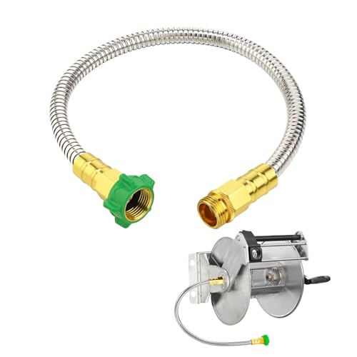 2ft Short Metal Garden Hose with Male to Female Connector - size: 2ft