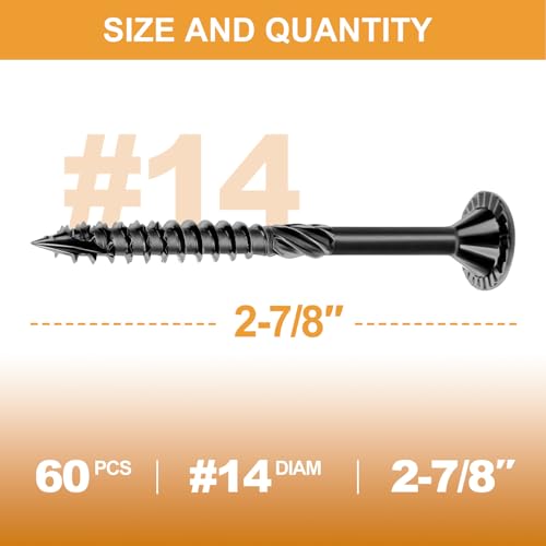 VIGRUE Deck Screws, Wood Screws - Star Drive Decking Screws for Timber, Log, Landscaping Wood, Rust-Resistant, Easy to Install, DIY Projector & Wood Working (60PCS #14X2-7/8) - style: 60PCS #14X2-7/8 deck screws