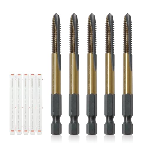 JEFE HEX 1/4-20 UNC Hex Shank Taps for Metal | MRO & Industrial Use | Quick-Change | Impact Driver (5pcs) - size: 1/4-20 UNC (5 pcs)