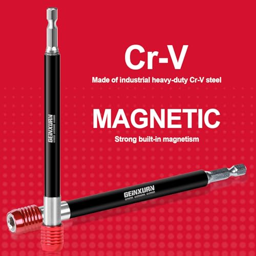 Geinxurn 12” Impact Screwdriver Bit Holders Extra Long, Magnetic Extension Quick-Change Socket Drill Bit Holder Cr-V Steel Hex Shank Quick Release Drill Bit Guide - size: 12"-1PCS