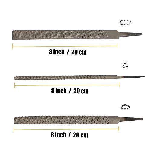 TARIST 3-Piece 8" Wood Rasp File Set, Includes Flat/Half-Round/Round. For Woodworking & Sharping Wood - style: Wood File - 3 pcs