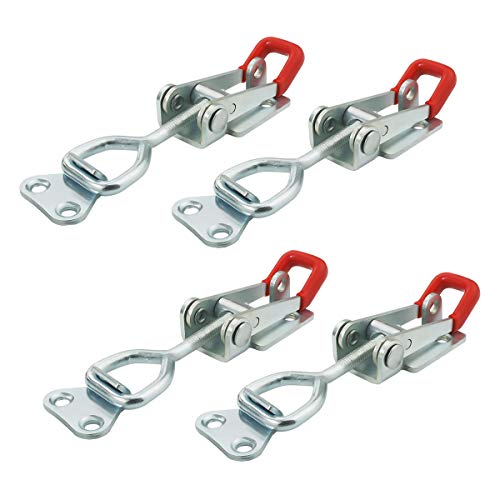 4 Pcs Heavy Duty Toggle Clamp Latch 4002 Adjustable Latch Hardware, 551Lbs Holding Capacity, Quick Release Pull Latch Clamp for Box Case Trunk, Industrial EquiIpment, Smoker Door and More (4.9inch) - style: 4002, 4PK