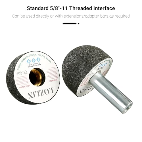 LOZLIN 4PCS Cylindrical Diamond Grinding Wheel Polishing Head Abrasive Sanding Wheel 50/100/200 Grit Angle Grinder Grinding Heads Matching Extensions (Round) - style: Round
