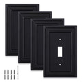 Matte Black Decorative Outlet Covers Wall Plates, Bamboo Fiber Light Switch Covers, Natural Material Electric Receptacle Switch Plate Outlet Cover of various styles (1 Gang Toggle 4 Pack) - size: 1 Gang Toggle 4 Pack