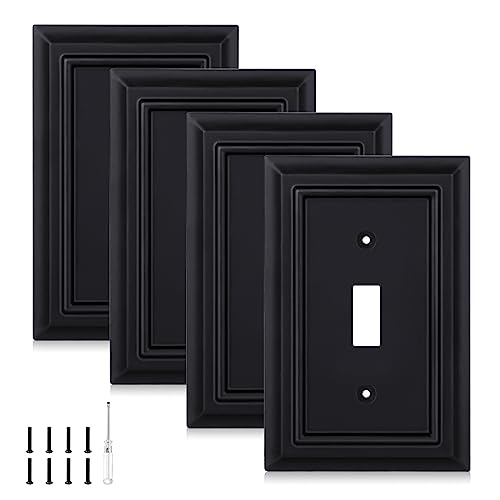 Matte Black Decorative Outlet Covers Wall Plates, Bamboo Fiber Light Switch Covers, Natural Material Electric Receptacle Switch Plate Outlet Cover of various styles (1 Gang Toggle 4 Pack) - size: 1 Gang Toggle 4 Pack