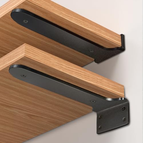 Hidden Shelf Brackets 10 in Heavy Duty Floating Shelf Bracket DIY Wall Mounted Shelves Support Hardware Invisble Metal L Brackets for Wall Shelves Max Load 220 LBS/Pair(2 PCs) - size: 10 Inch