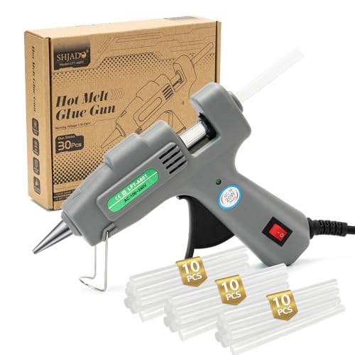 SHJADE Hot Glue Gun with 30 Glue Sticks, 20W Mini Hot Melt Gun Kit(Grey) - color: Grey-new Packaging