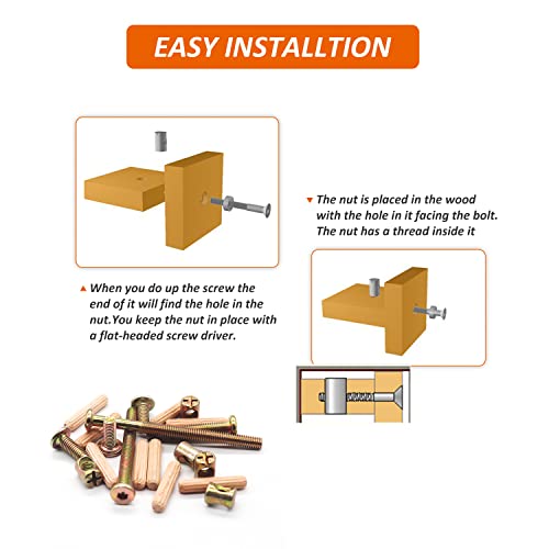 Crib Screws Hardware Replacement Kit - 26 Set Baby Bed Frame Bolts,Barrel Nuts&Wooden Dowel Pins Set - M6x16/40/50/60/70/80 mm Hex Drive Socket Cap Screws Nuts for Beds Headboards Chairs Furniture - size: 26 Set-6 size