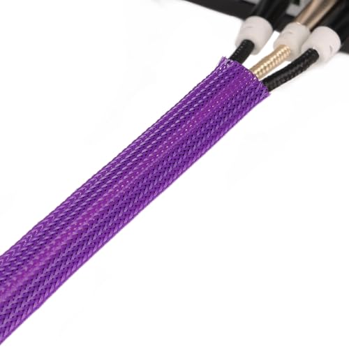 25ft PET Expandable Braided Cable Sleeve 1/4inch(6mm) Pet Braided Cable Sleeve for Audio Video Device Wire Automotive Wire (Purple) - color: Purple, size: 6mm"(1/4 inch)