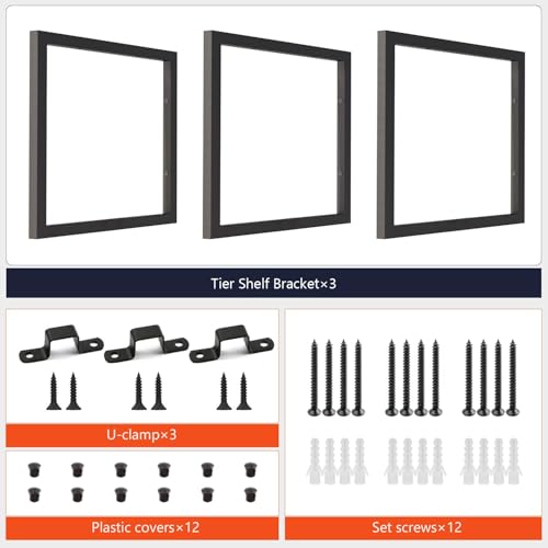 1-Tier Square Shelf Bracket, Wall & Ceiling Mount, 3 Pack - size: 1 Tier Bracket-3 Pack