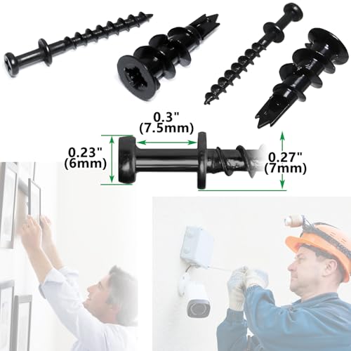 Double-Headed Bear Claw Screw & Anchor, Zinc Drywall Screws Picture Hangers - style: Black Zinc+Long