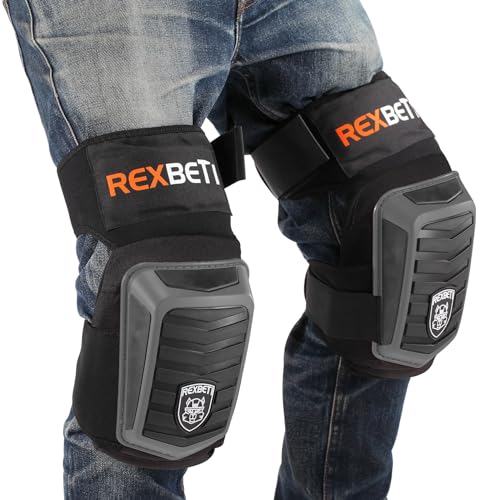 REXBETI Knee Pads for Men, Anti-slip Construction Gel Knee Pads for Work - color: Black&Gray