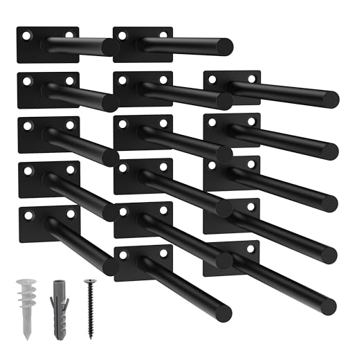 LEOPO 16-Pack 8 inch Floating Shelf Brackets, Hidden Shelf Bracket for Wood - color: Black-16Pack, size: 8 Inch