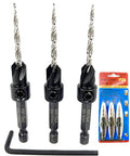 FTG USA #6 (9/64") Wood Countersink Drill Bit 3-Pc Set with Hex Key - size: #6, style: 3 Pc w/o Depth Stop