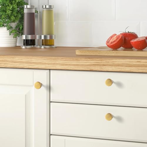 Goo-Ki 6 Pack Brushed Gold Cabinet Knobs Kitchen Drawer Knob Zinc Alloy Solid Hardware - Modern Single Hole/Screw Bar Cabinet Pulls Handles for Dresser Bathroom - color: Brushed Gold, size: 1.2 Inches