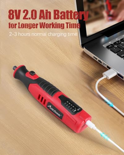 AVID POWER 8V Cordless Rotary Tool 5 Speeds Dog Nail Grinder 4 LED Lights - color: Red