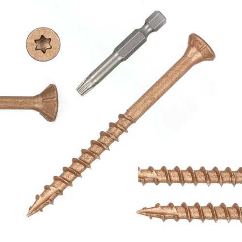 Wood Screws #10 x 2-1/2’’, T25 Star Torx Drive Flat Head Deck Screws, Brown, 79Pcs (1lb) - color: Brown, size: 10X2-1/2’’