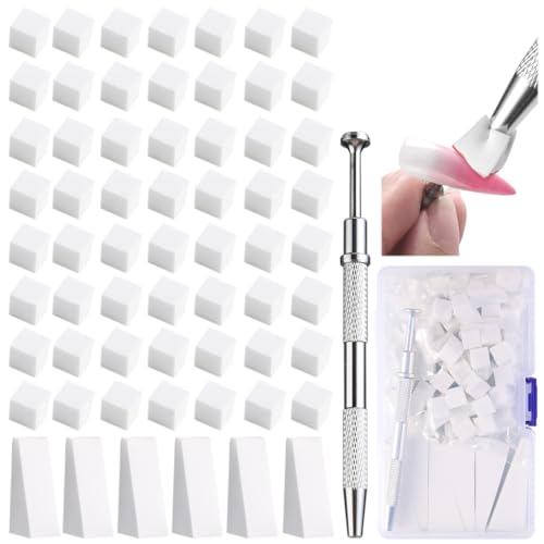 Fcozpjk 100Pcs Soft Nail Sponges for Ombre & 6Pcs Wedge Sponges Aura Nails - color: White2