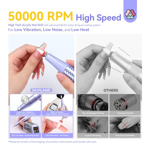 SAVILAND 50000RPM Electric Nail Drill Professional Fast Removal for Nails - color: A-purple