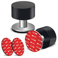 2 Pack Door Stoppers Stop with Extra Stickers, Self-Adhesive Door Stops with Black Rubber Bumper & Stainless Steel Body - Heavy Duty Door Knob Wall Protector Sound Dampening for Home & Office Use - style: 2 Pack Black