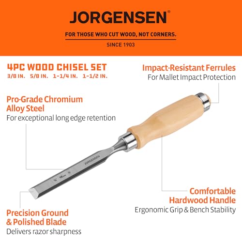 Jorgensen 4-Piece Expansion Wood Chisel Set, 3/8", 5/8", 1-1/4", 1-1/2" - size: 3/8", 5/8", 1-1/4", 1-1/2"